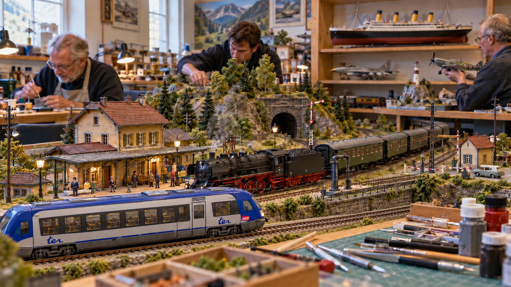 Maquettes : atelier de modélisme et réseau ferroviaire miniature.
